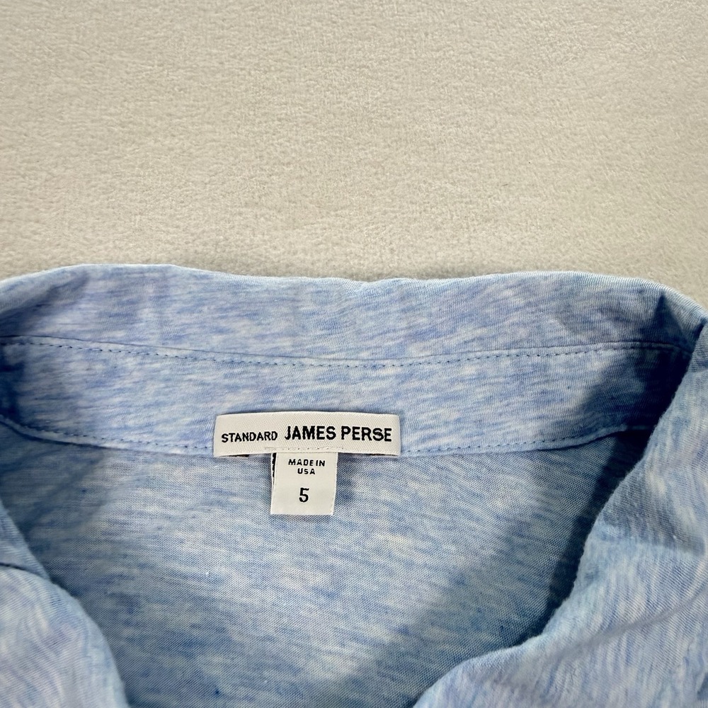 James Perse Standard Polo Shirt Mens XXL Size 5 Blue Long Sleeve Made in USA - Picture 4 of 6